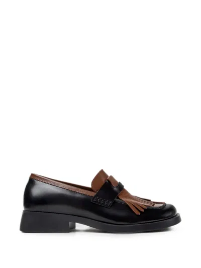Camper Twins Fringed Loafers In Black