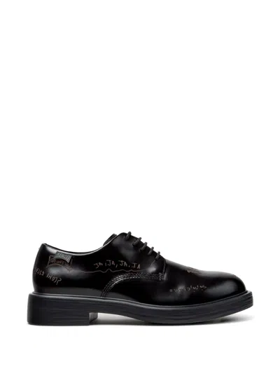 Camper Twins Graphic-print Leather Shoes In Black