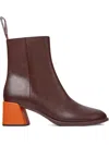 Camper Twins Leather Geometric-heel Ankle Boots In Red
