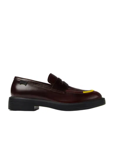 Camper Twins Leather Loafers In Burgundy