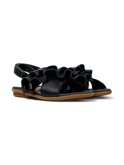 Camper Kids' Twins Ruffled Sandals In Black