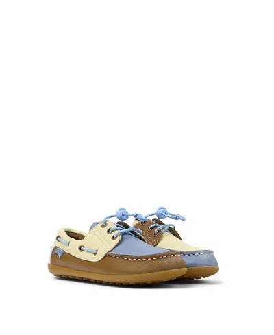 Camper Unisex Peu Cami Mismatched Leather Boat Shoes - Toddler, Little Kid, Big Kid In Multi