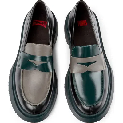 Camper Walden Penny Loafer In Black/green Multi