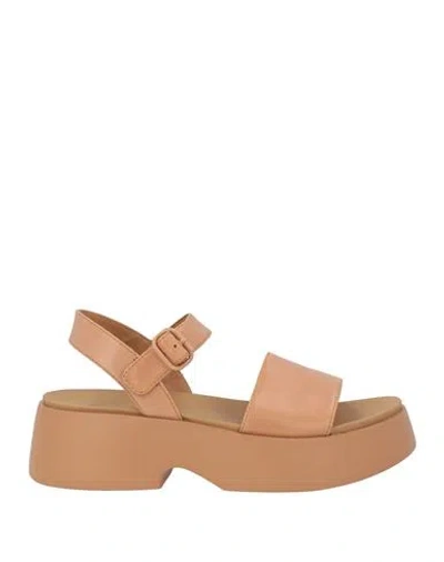 Camper Woman Sandals Camel Size 10 Leather In Beige