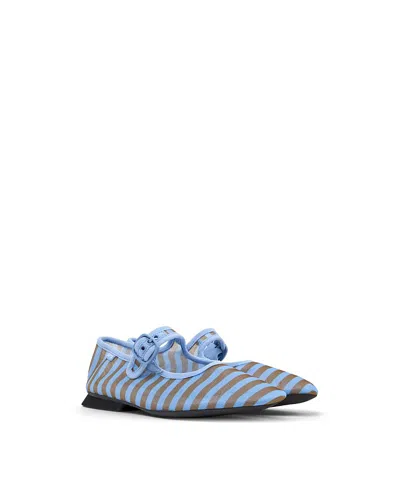 Camper Casi Myra Striped Buckle Ballet Flats In Multi