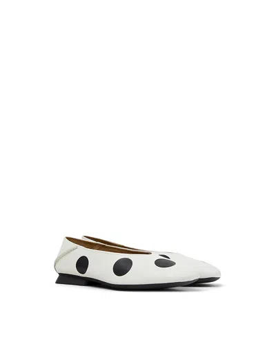 Camper Casi Myra Twins Polka Dot Ballerina Flat In White