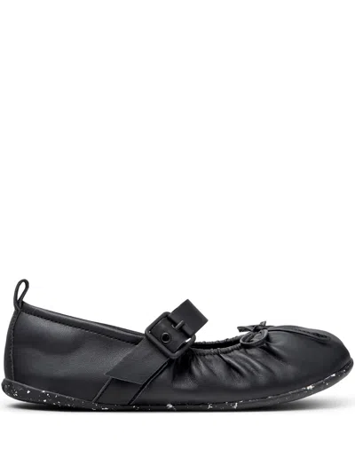 Camper Wabi Leather Ballerina In Black