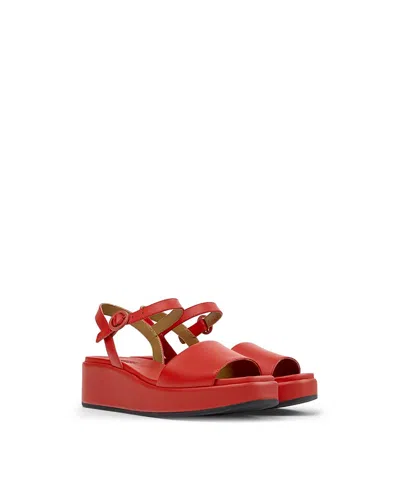 Camper Misia Platform Wedge Sandal In Red