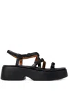 Camper Tasha Ankle Strap Platform Sandal In Nero