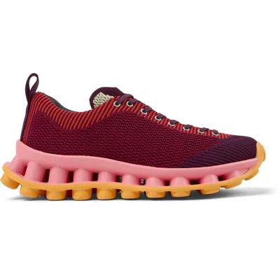 Camper Pelotissima Knitted Deep Burgundy Sneakers In Red