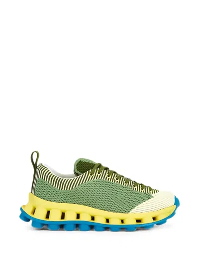 Camper X Sunnei Pelotissima Striped Knitted Sneakers In Green