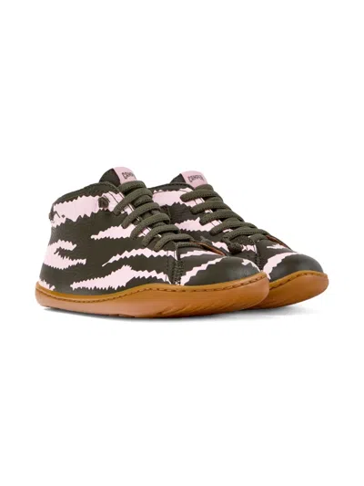 Camper Kids' Zebra Print Lace-up Sneakers In Pink
