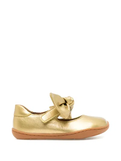 Camper-kids Babies' Bow-detail Touch-strap Ballerinas In Gold