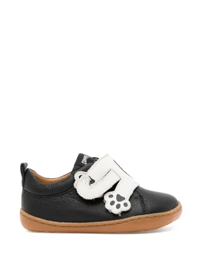 Camper-kids Babies' Touch-strap Leather Sneakers In Black