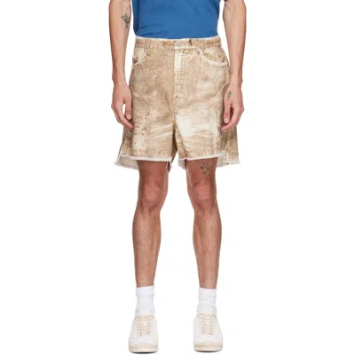 Camperlab Beige Corduroy Print Denim Cutoff Shorts In Sand