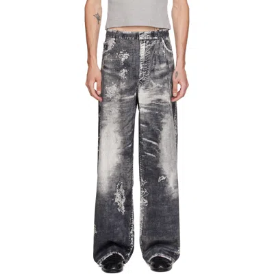 Camperlab Black Corduroy Print Denim Loose Pants