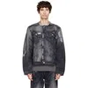 Camperlab Black Distorted Print Distressed Denim Jacket In Multi