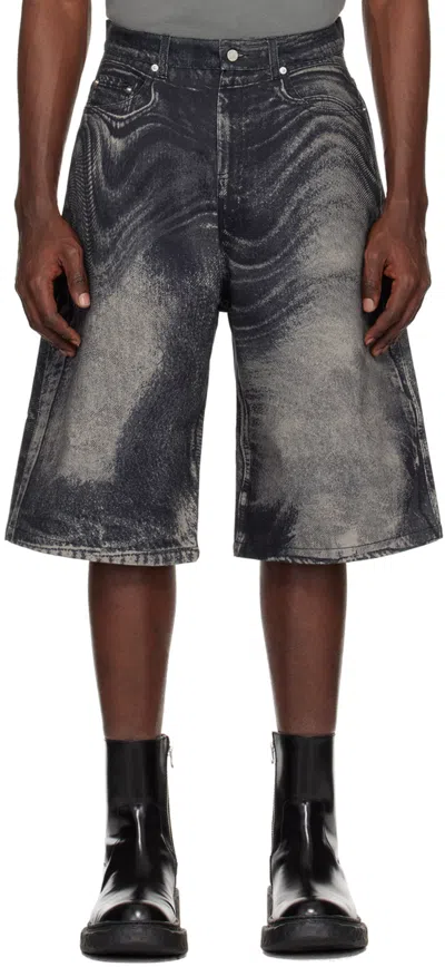 Camperlab Abstract-print Denim Shorts In Black