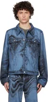 Camperlab Denim Jacket In Dark Blue-black