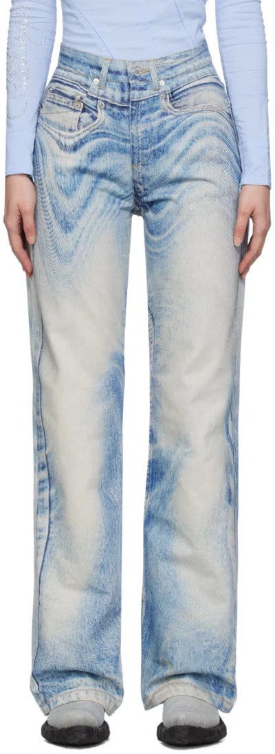 CAMPERLAB BLUE & OFF-WHITE PRINTED JEANS
