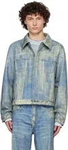 Camperlab Blue Paint Print Denim Jacket In Sand Blue