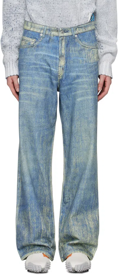 Camperlab Blue Paint Print Jeans In Sand Blue