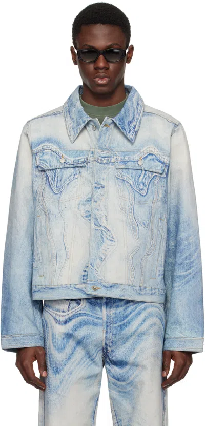 Camperlab Blue Trompe-l'œil Denim Jacket In Multicolor