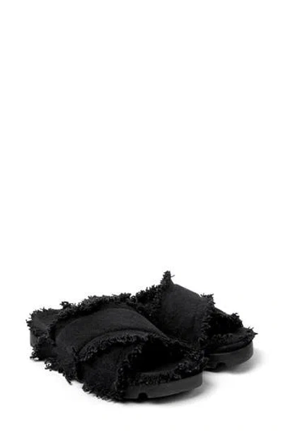 Camperlab Brutus Frayed Canvas Sandal In Black