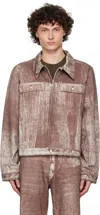 Camperlab Burgundy Paint Print Denim Jacket In Terracotta