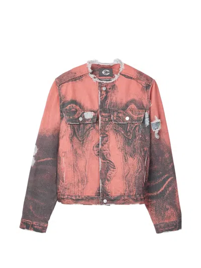 Camperlab Button-fastening Distressed-effect Denim Jacket In Orange