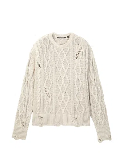 Camperlab Cable-knit Distressed Sweater In White