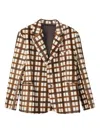Camperlab Checked Leather Jacket In Brown