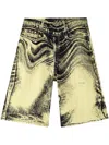 Camperlab Swirl-print Denim Shorts In Yellow