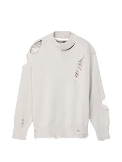 Camperlab Distressed Crewneck Sweater In Burgundy