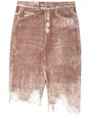 Camperlab Distressed Denim Skirt In Red
