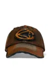 Camperlab Distressed Logo Cap In Brown
