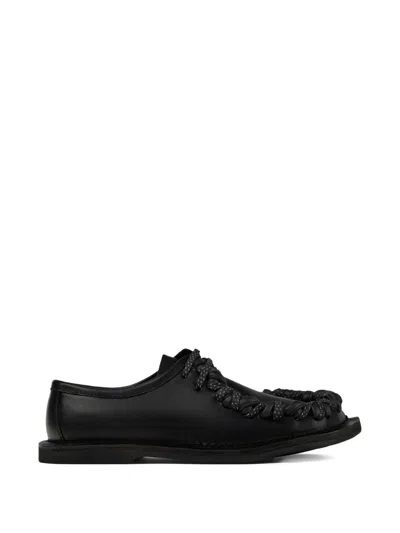 Camperlab Eki Braided Leather Loafers In Black
