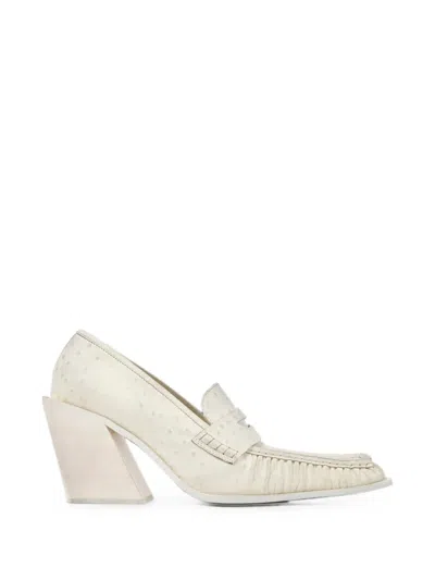 Camperlab Escandalo Ostrich-effect Leather Loafers In Neutral