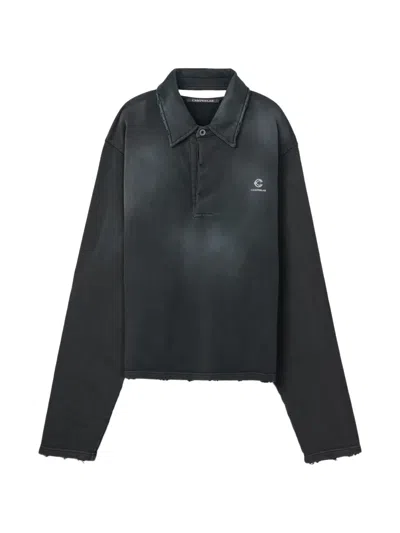 Camperlab Frayed Collar Sweatshirt In Black