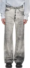 Camperlab Gray Paint Print Jeans In Faded Black