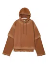 Camperlab Layered Frayed-hem Hoodie In Brown