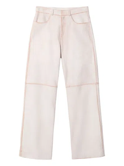 Camperlab Leather Panelled Straight-leg Trousers In White