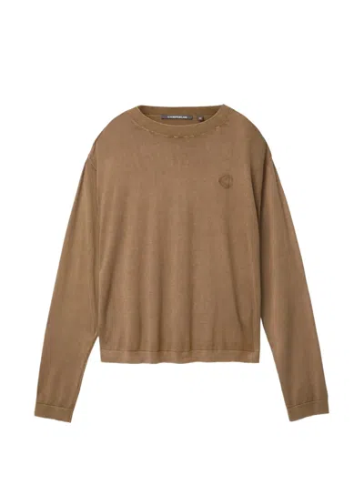 Camperlab Logo-embroidered Side-slit Sweater In Brown