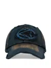 Camperlab Logo-patch Distressed Cap In Blue