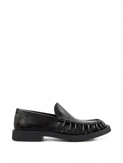 Camperlab Mil 1978 Ruched Leather Loafers In Black