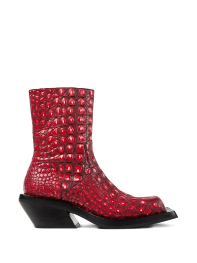 Camperlab Quetal Textured Ankle Boots In Red