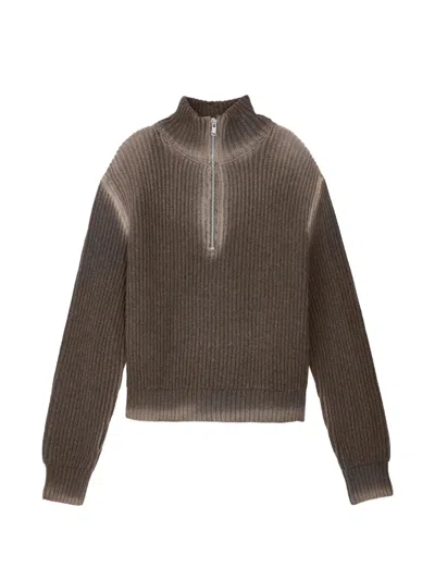 Camperlab Ribbed-knit Half-zip Sweater In Brown