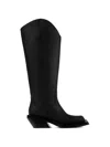 Camperlab Square Toe Leather Boots In Black