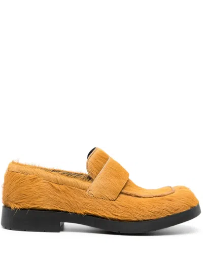 Camperlab Square-toe Textured Loafers In Brown