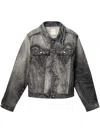 Camperlab Black Distorted Print Denim Jacket In Grey